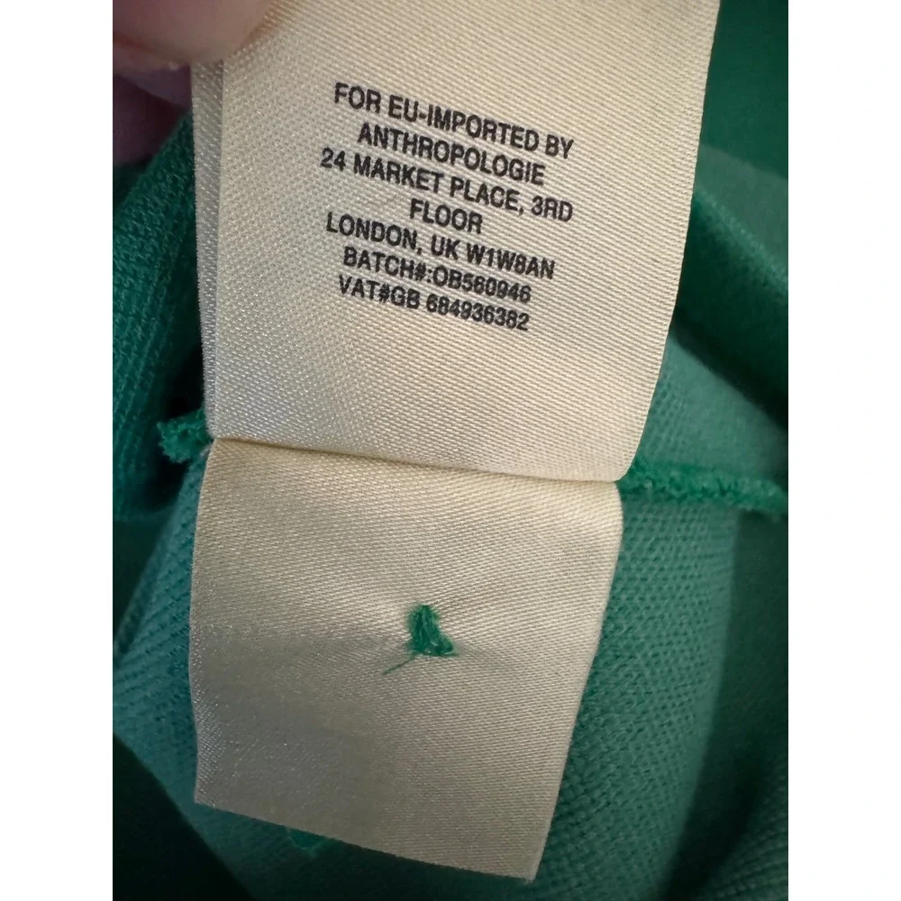 Moth Anthropologie Green Floral 3D Embroidery Knit Sweater XS 3/4‎ Sleeve